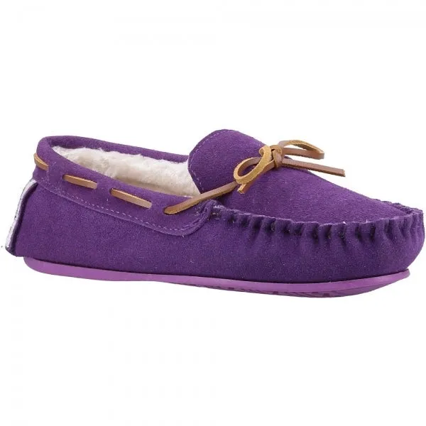 Hush Puppies ALLIE Womens Suede Slippers Purple