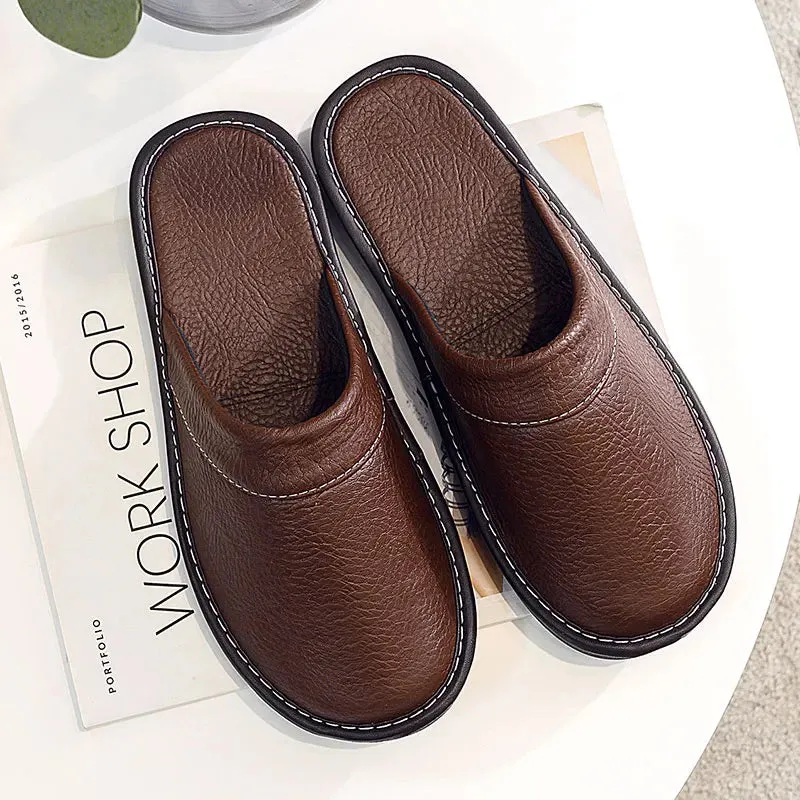 Indoor Shoes Men's Slippers Slides Simple Faux Leather Home Slippers