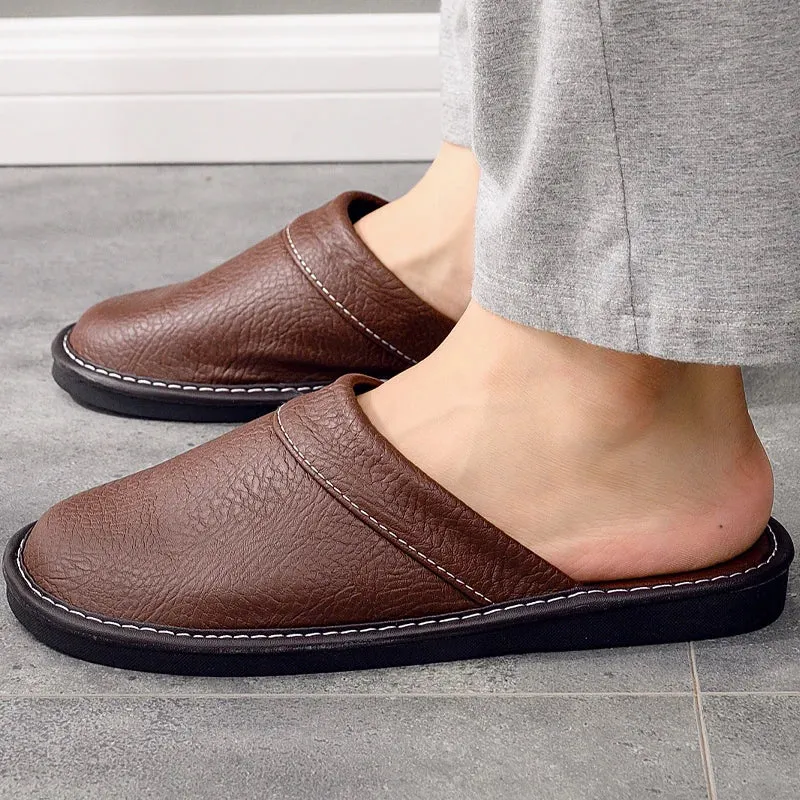 Indoor Shoes Men's Slippers Slides Simple Faux Leather Home Slippers