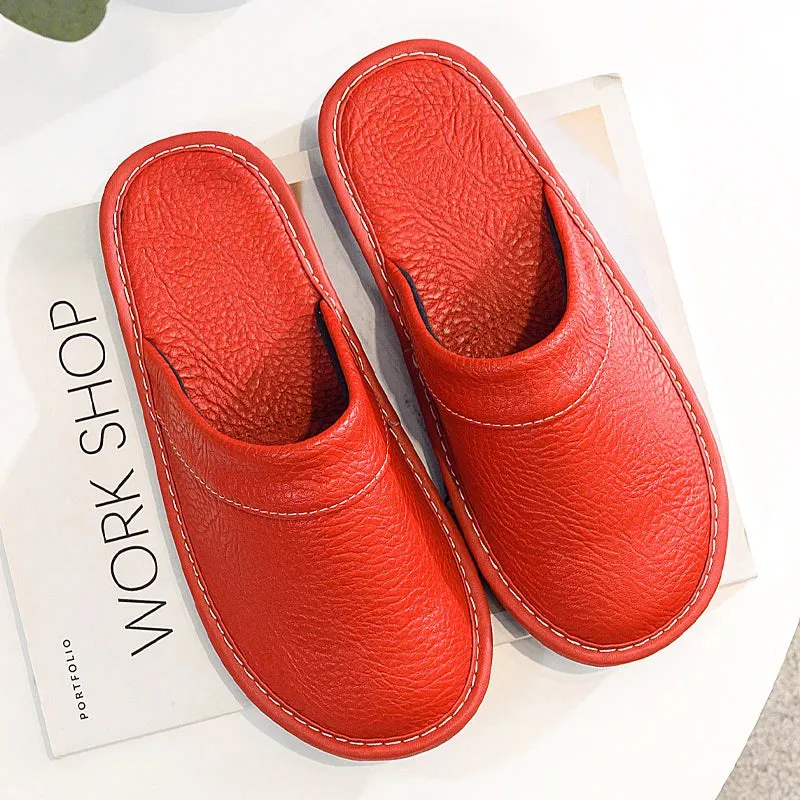 Indoor Shoes Men's Slippers Slides Simple Faux Leather Home Slippers