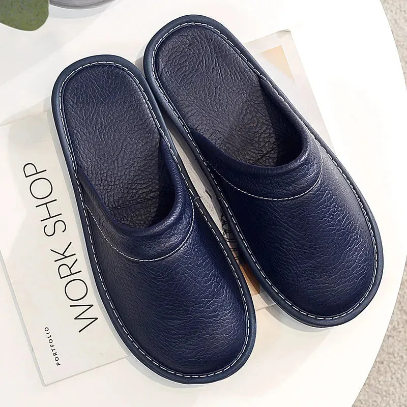 Indoor Shoes Men's Slippers Slides Simple Faux Leather Home Slippers