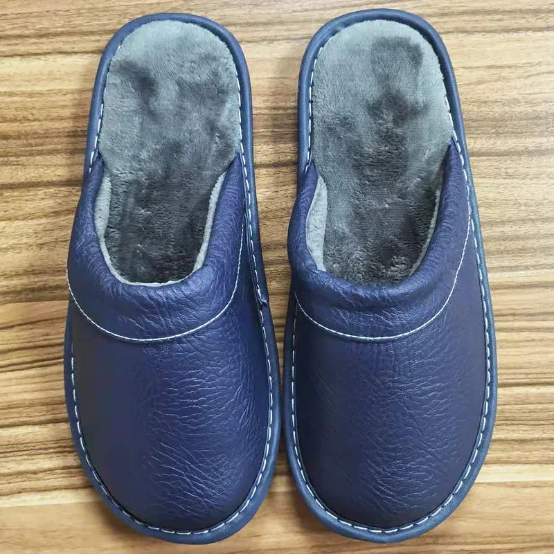 Indoor Shoes Men's Slippers Slides Simple Faux Leather Home Slippers