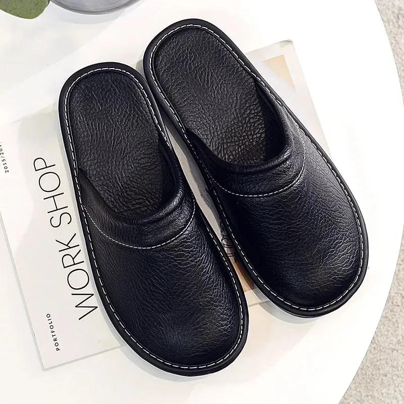 Indoor Shoes Men's Slippers Slides Simple Faux Leather Home Slippers