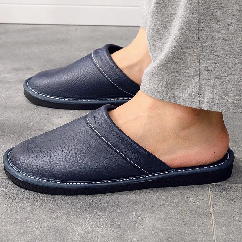 Indoor Shoes Men's Slippers Slides Simple Faux Leather Home Slippers