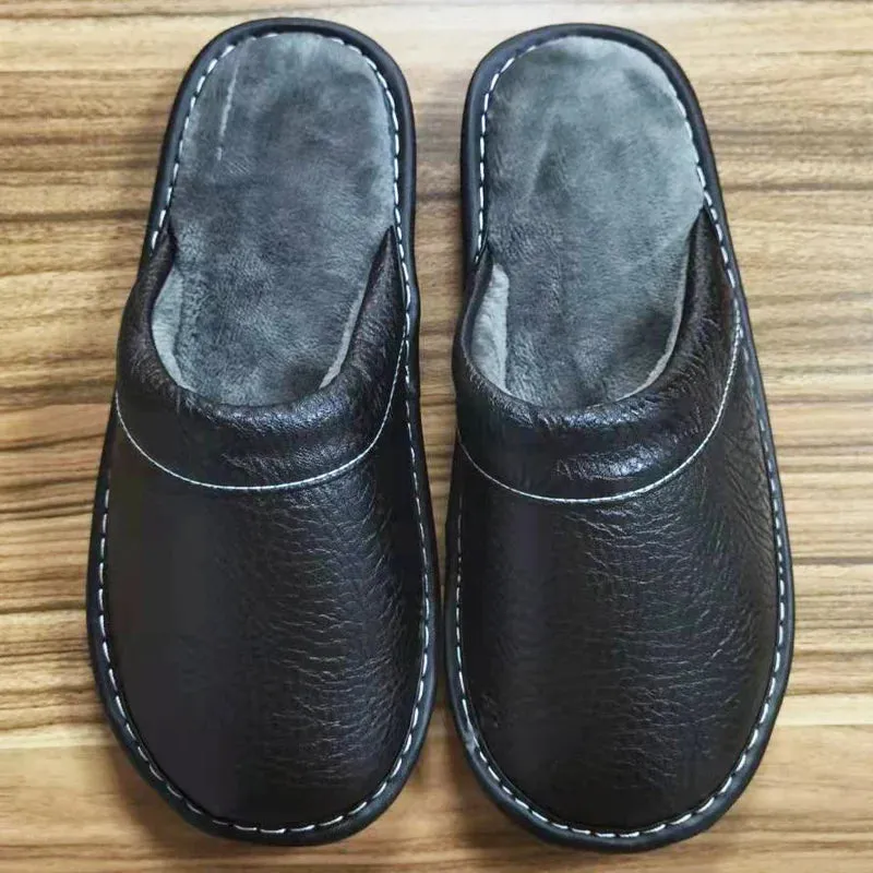 Indoor Shoes Men's Slippers Slides Simple Faux Leather Home Slippers