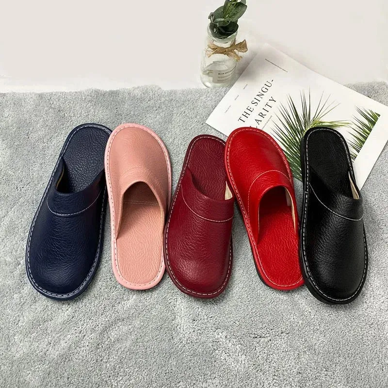 Indoor Shoes Men's Slippers Slides Simple Faux Leather Home Slippers