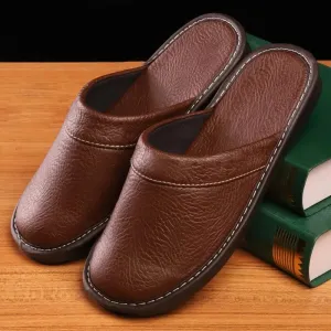Indoor Shoes Men's Slippers Slides Simple Faux Leather Home Slippers