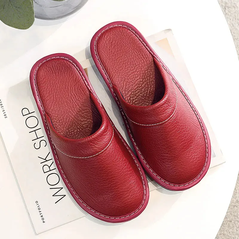 Indoor Shoes Men's Slippers Slides Simple Faux Leather Home Slippers