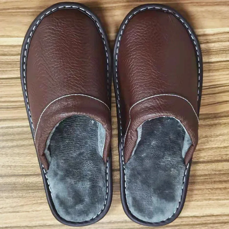 Indoor Shoes Men's Slippers Slides Simple Faux Leather Home Slippers