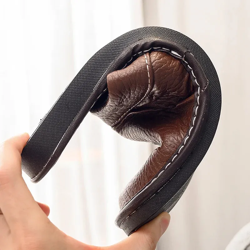Indoor Shoes Men's Slippers Slides Simple Faux Leather Home Slippers