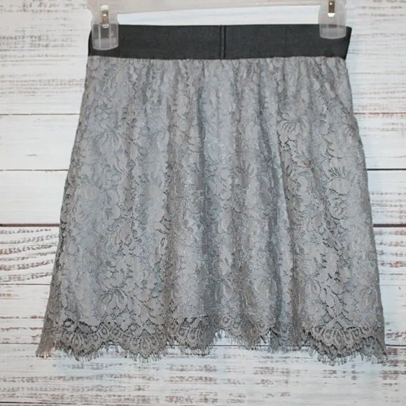 J.Crew Gray Laced Casual Mini Skirt Size 0 NWT
