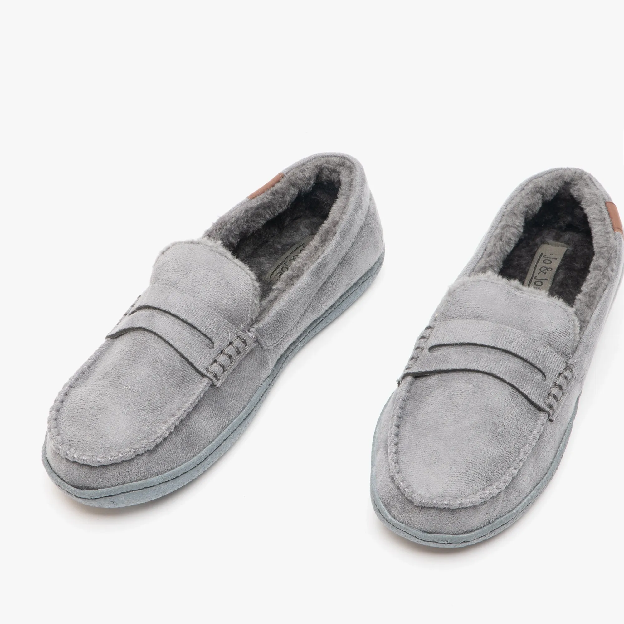 Jo & Joe NEW HAMPSHIRE Mens Moccasin Slippers Grey