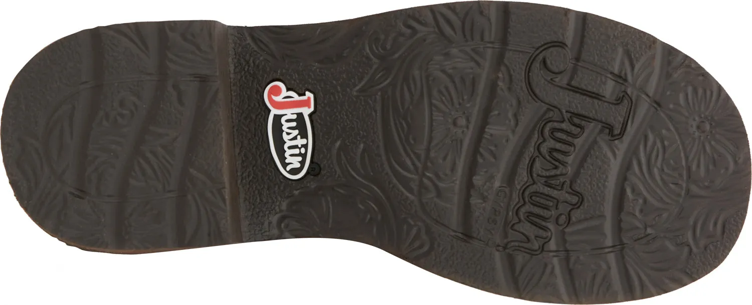 Justin Gypsy Round Brown Glitzi Kids Leather Cowboy Boots