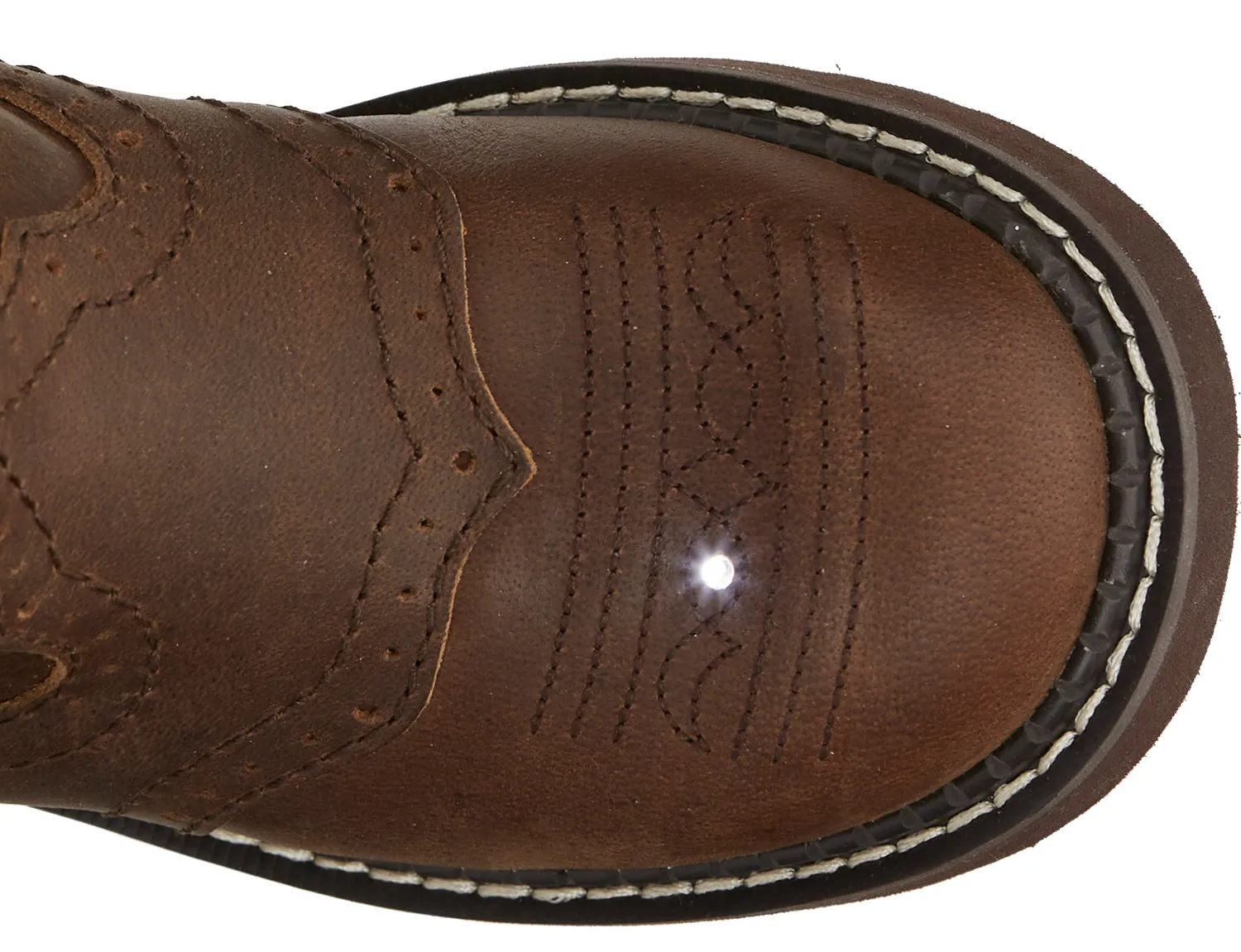 Justin Gypsy Round Brown Glitzi Kids Leather Cowboy Boots