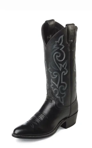 Justin Mens Black London Calf Leather Western Boots 13in Cowboy 10EEE
