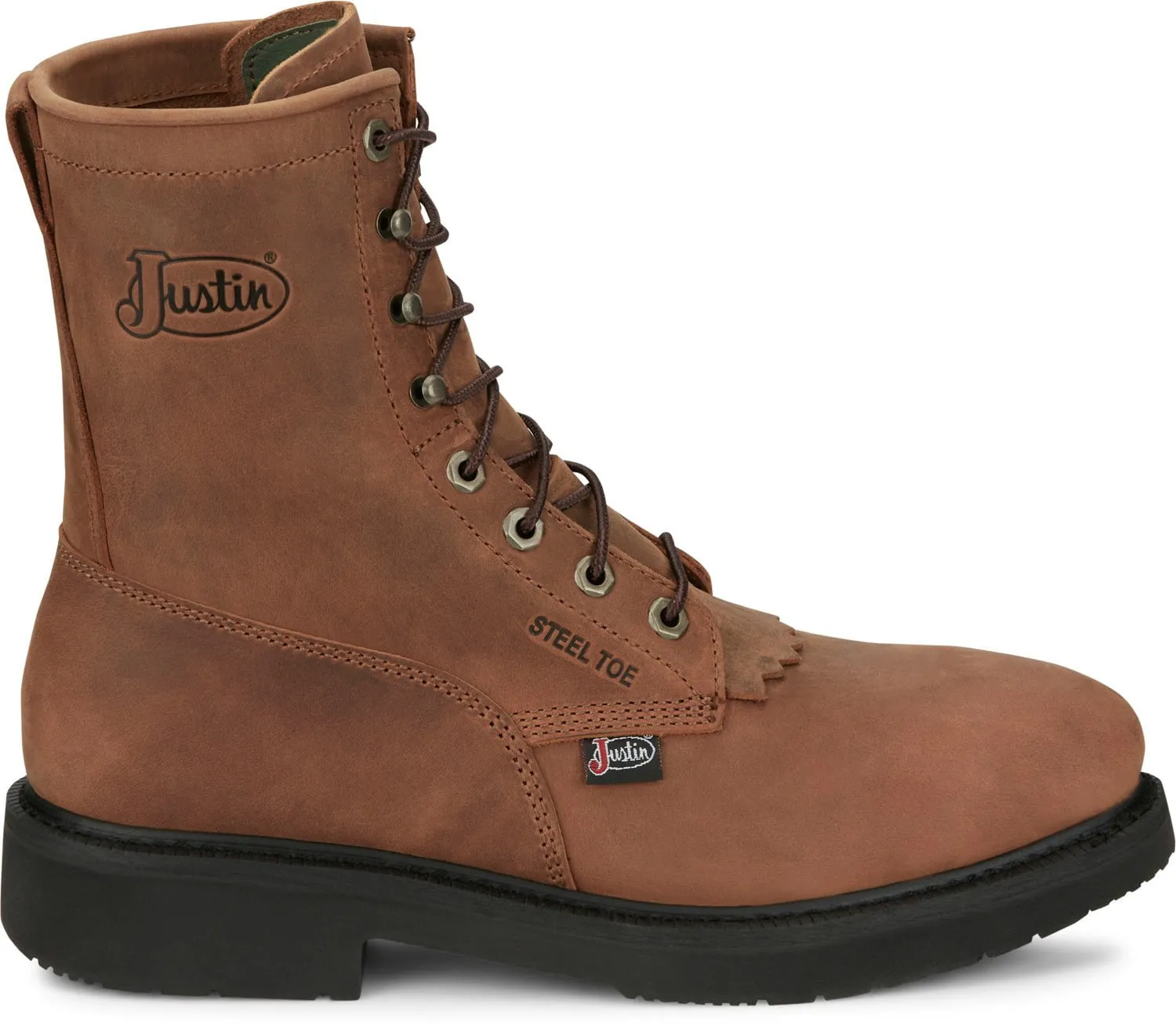 Justin Mens Livestock Aged Brown Leather Work Boots 9.5 EE
