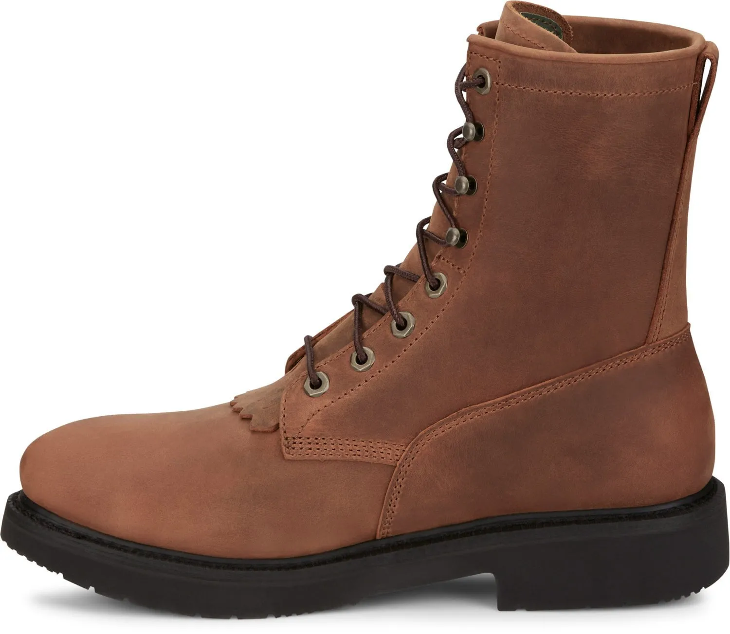 Justin Mens Livestock Aged Brown Leather Work Boots 9.5 EE