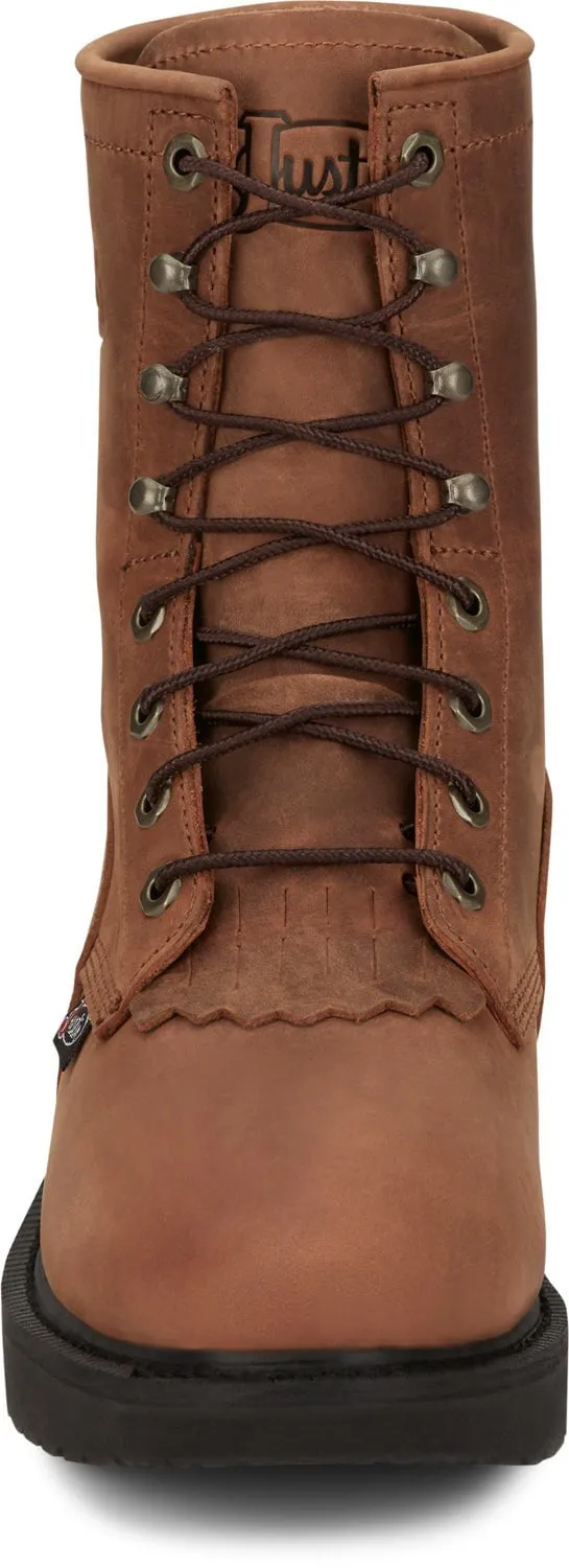 Justin Mens Livestock Aged Brown Leather Work Boots 9.5 EE