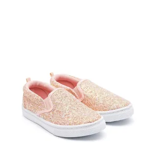 K KomForme Kids Orange Glitter Casual Canvas Shoes Size 9 Toddler Girl
