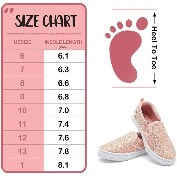 K KomForme Kids Orange Glitter Casual Canvas Shoes Size 9 Toddler Girl
