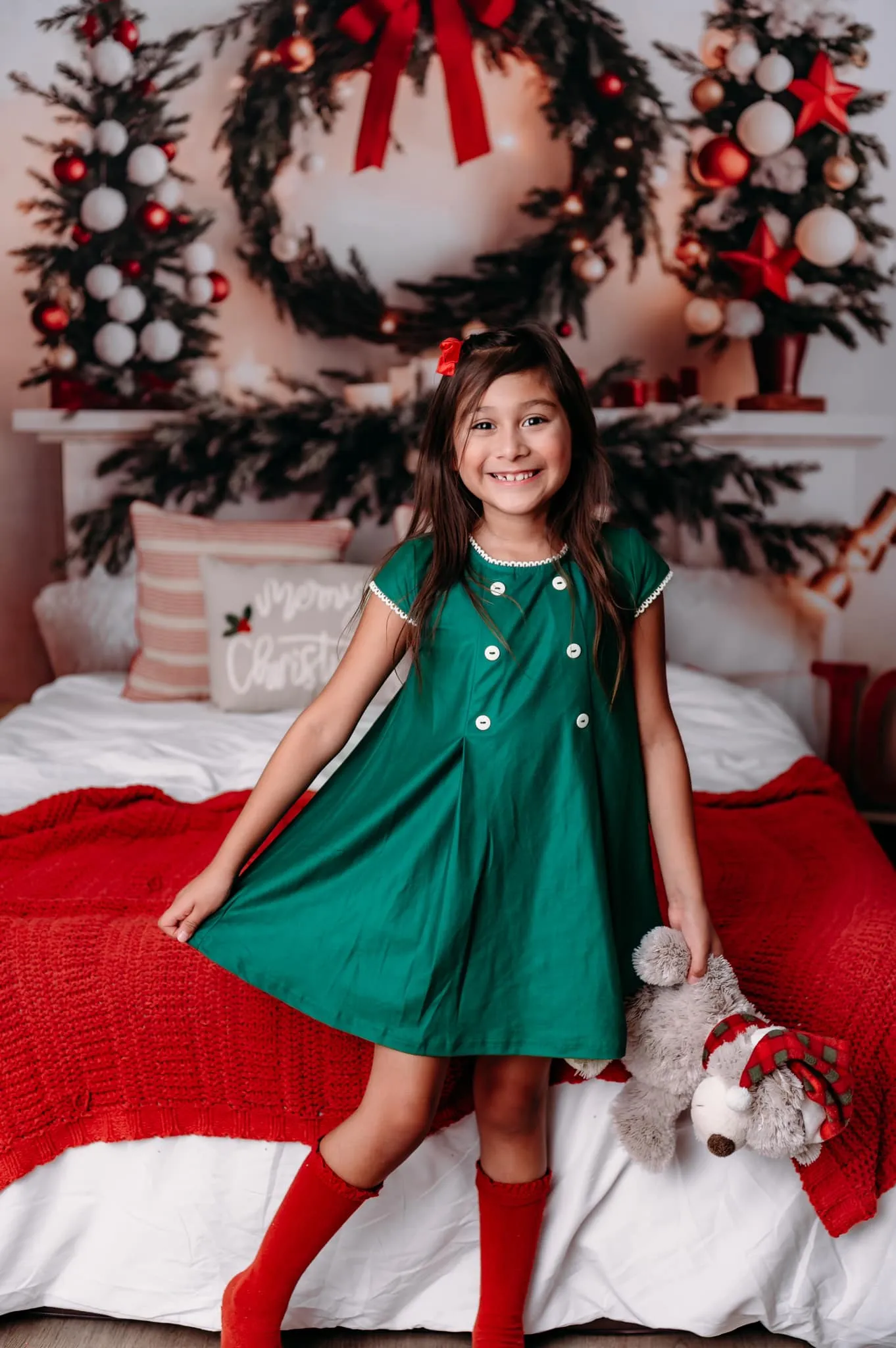 Kate Warm Christmas Headboard Tree Backdrop for Photography