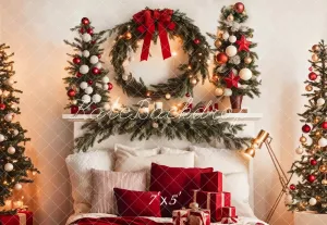 Kate Warm Christmas Headboard Tree Backdrop for Photography