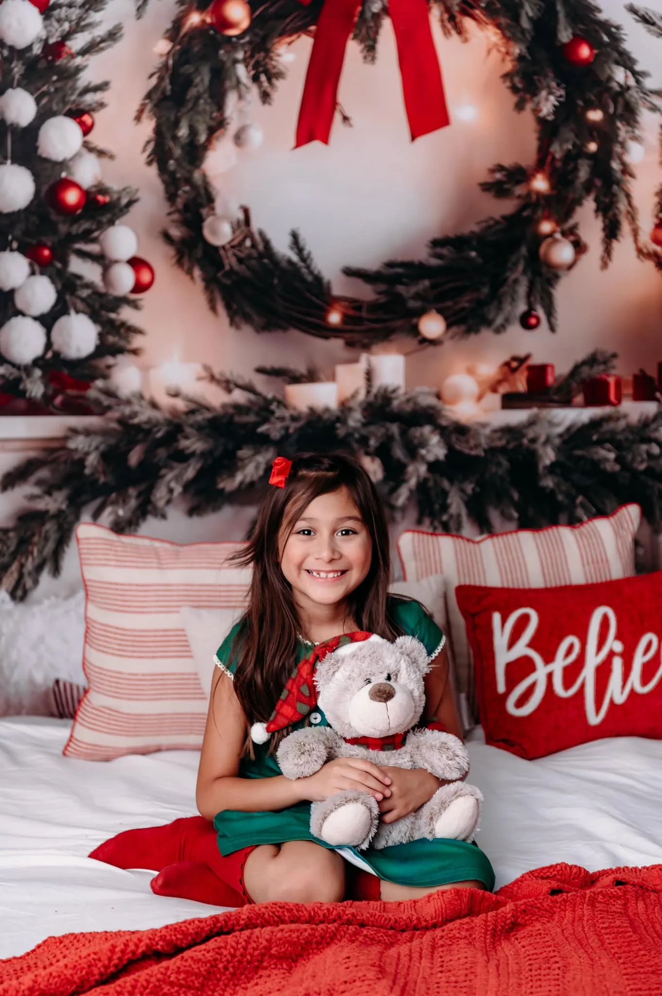 Kate Warm Christmas Headboard Tree Backdrop for Photography