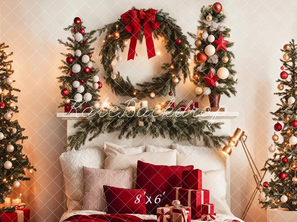 Kate Warm Christmas Headboard Tree Backdrop for Photography