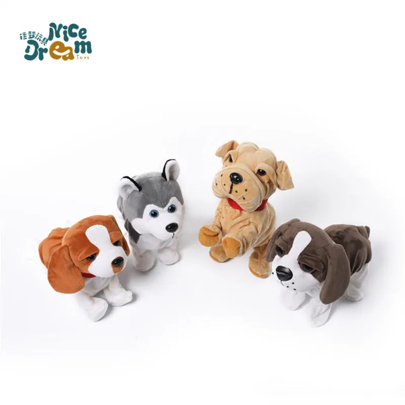 Kids Electric Walking Dog Cute Plush Puppy with Music Barking Function Recognition Educational Toy Wrinkle dog