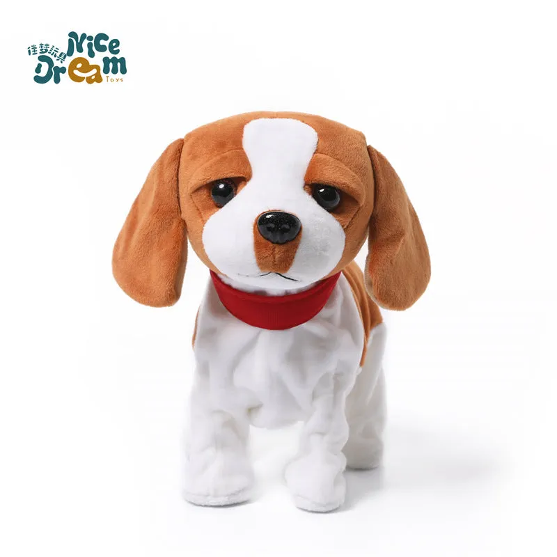 Kids Electric Walking Dog Cute Plush Puppy with Music Barking Function Recognition Educational Toy Wrinkle dog