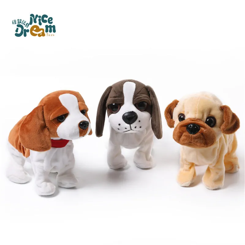 Kids Electric Walking Dog Cute Plush Puppy with Music Barking Function Recognition Educational Toy Wrinkle dog