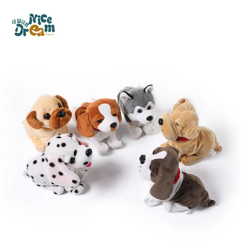 Kids Electric Walking Dog Cute Plush Puppy with Music Barking Function Recognition Educational Toy Wrinkle dog
