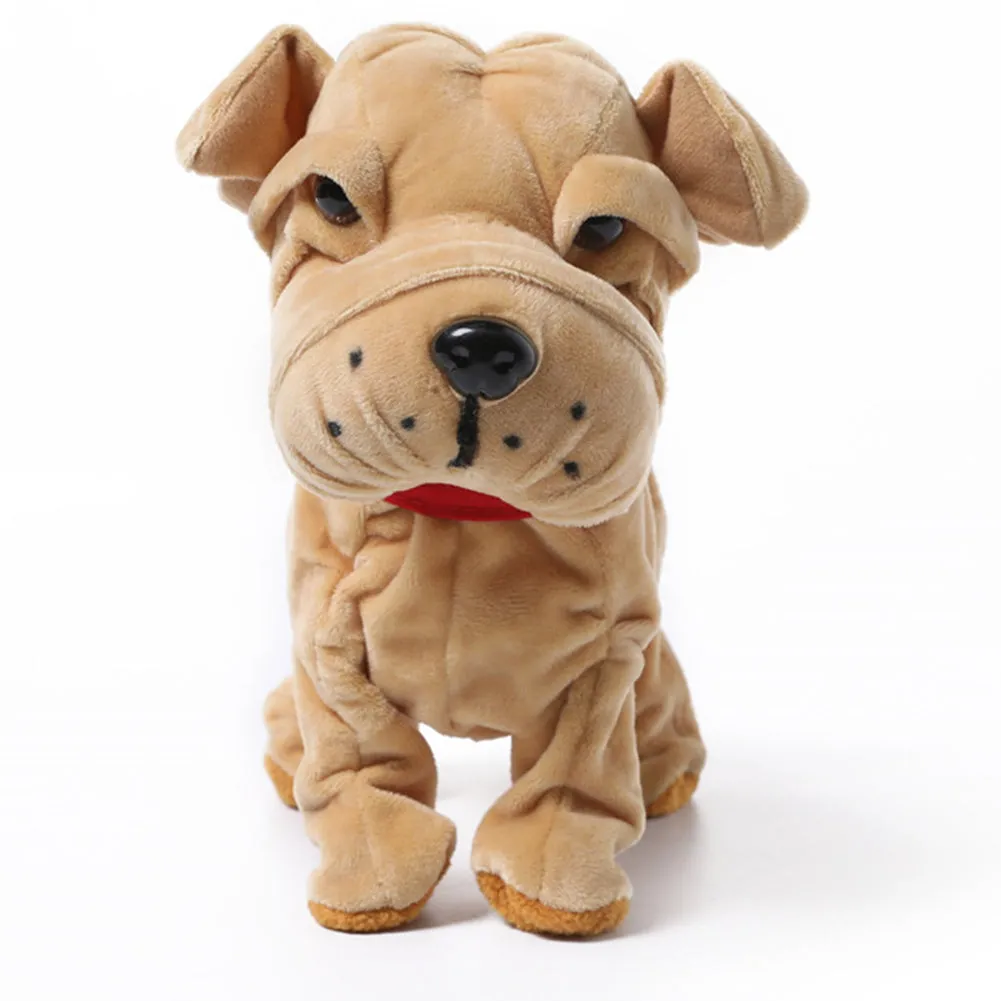 Kids Electric Walking Dog Cute Plush Puppy with Music Barking Function Recognition Educational Toy Wrinkle dog