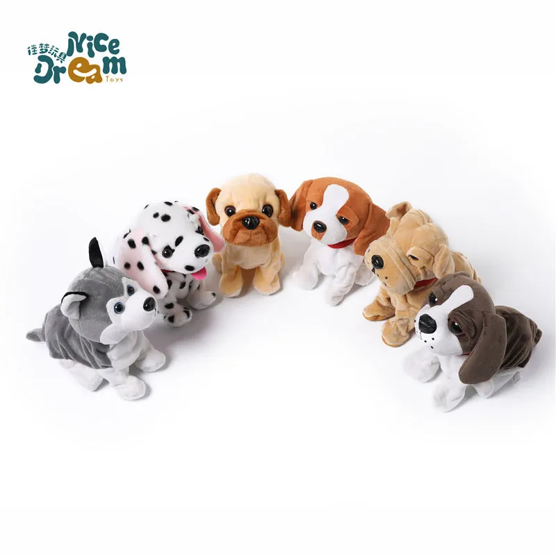 Kids Electric Walking Dog Cute Plush Puppy with Music Barking Function Recognition Educational Toy Wrinkle dog