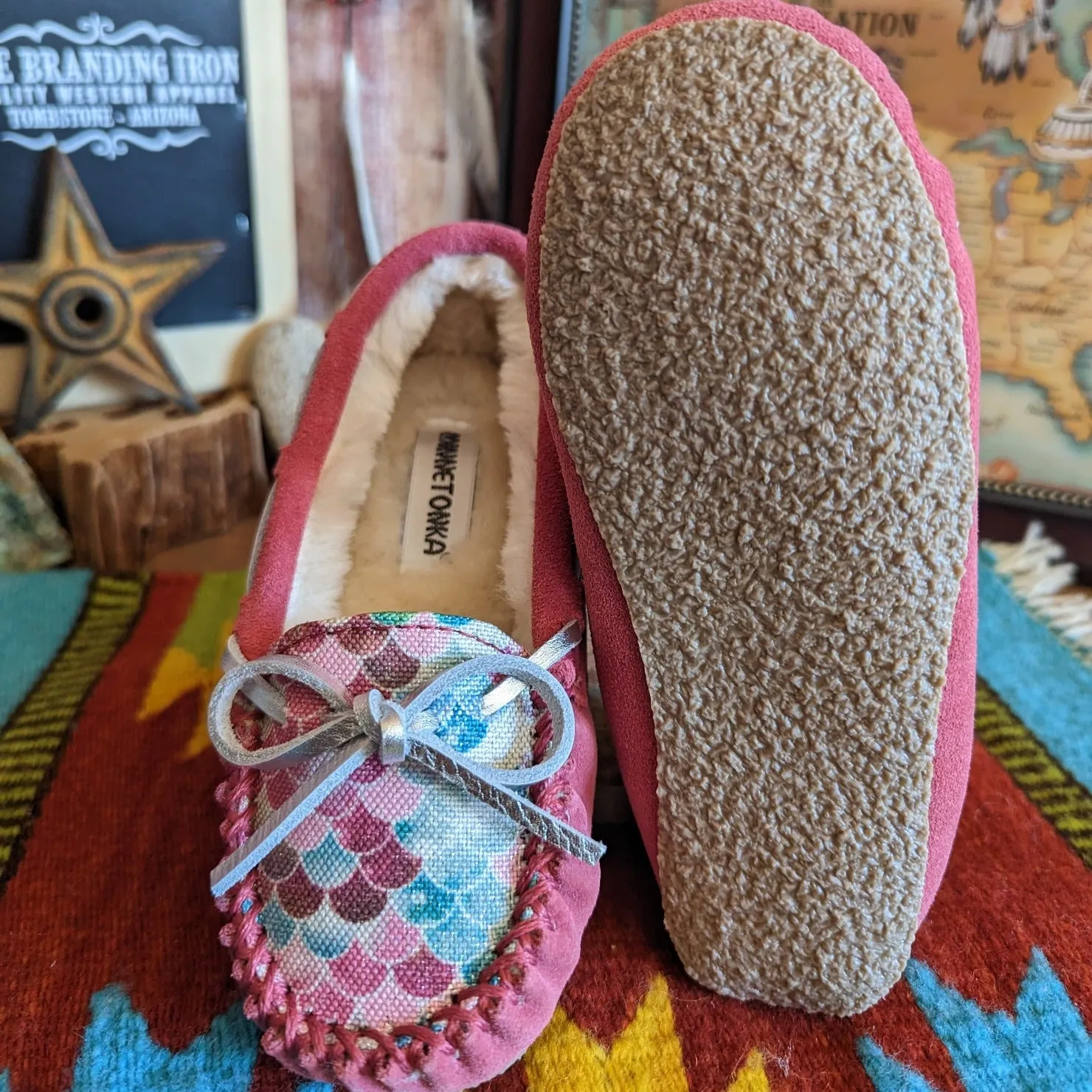 Kids' Moccasin Slippers, the "Cassie" by Minnetonka