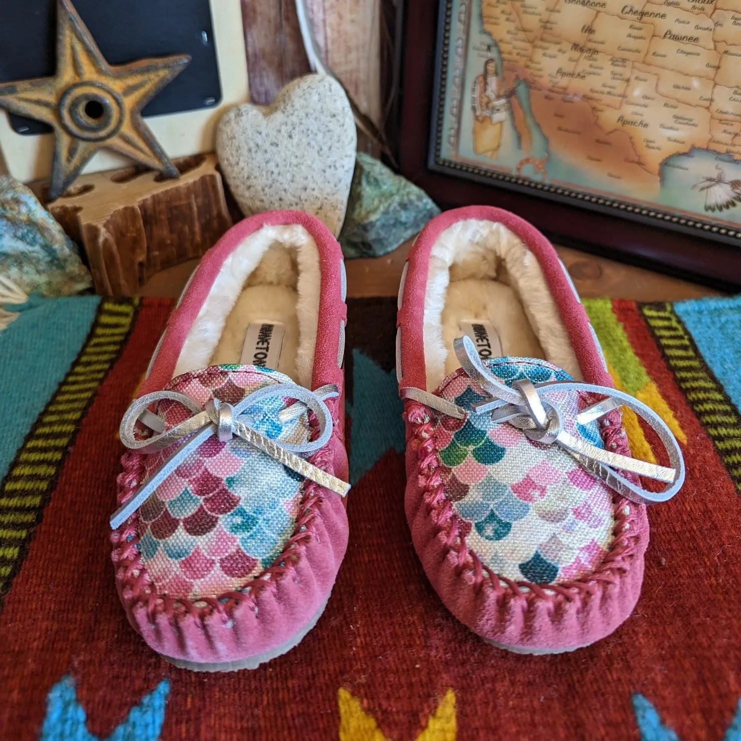Kids' Moccasin Slippers, the "Cassie" by Minnetonka