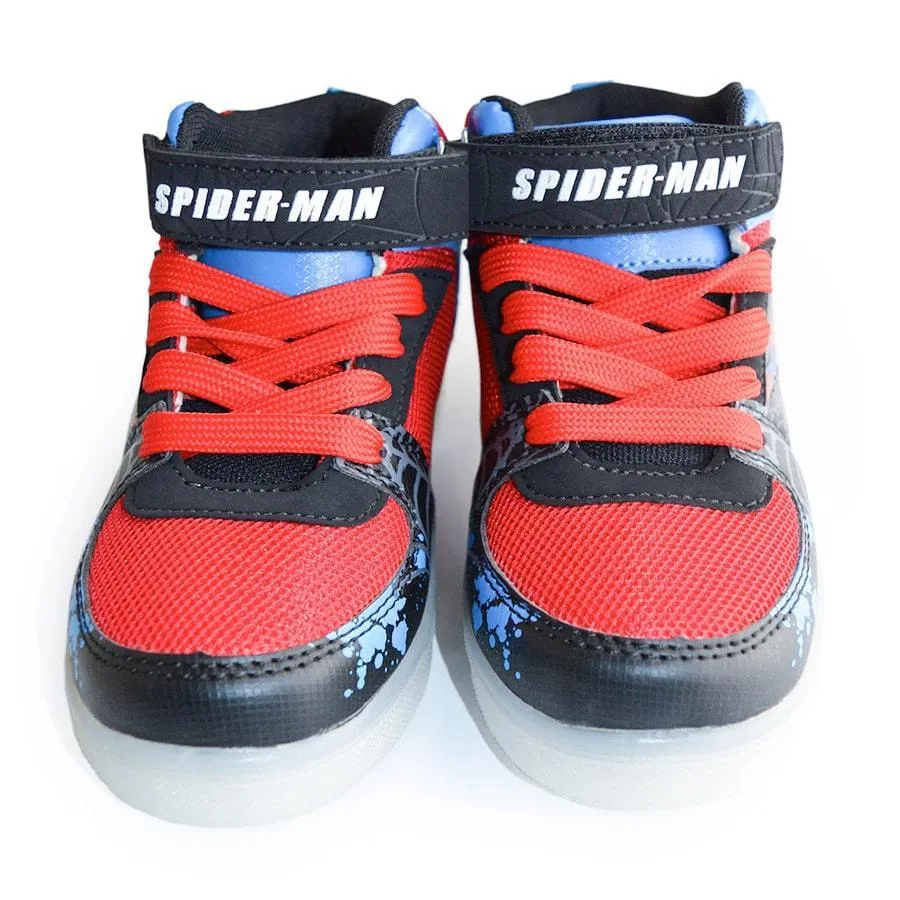 Kids Shoes Spider-Man Youth Boys High Top Light-up Sports Shoes