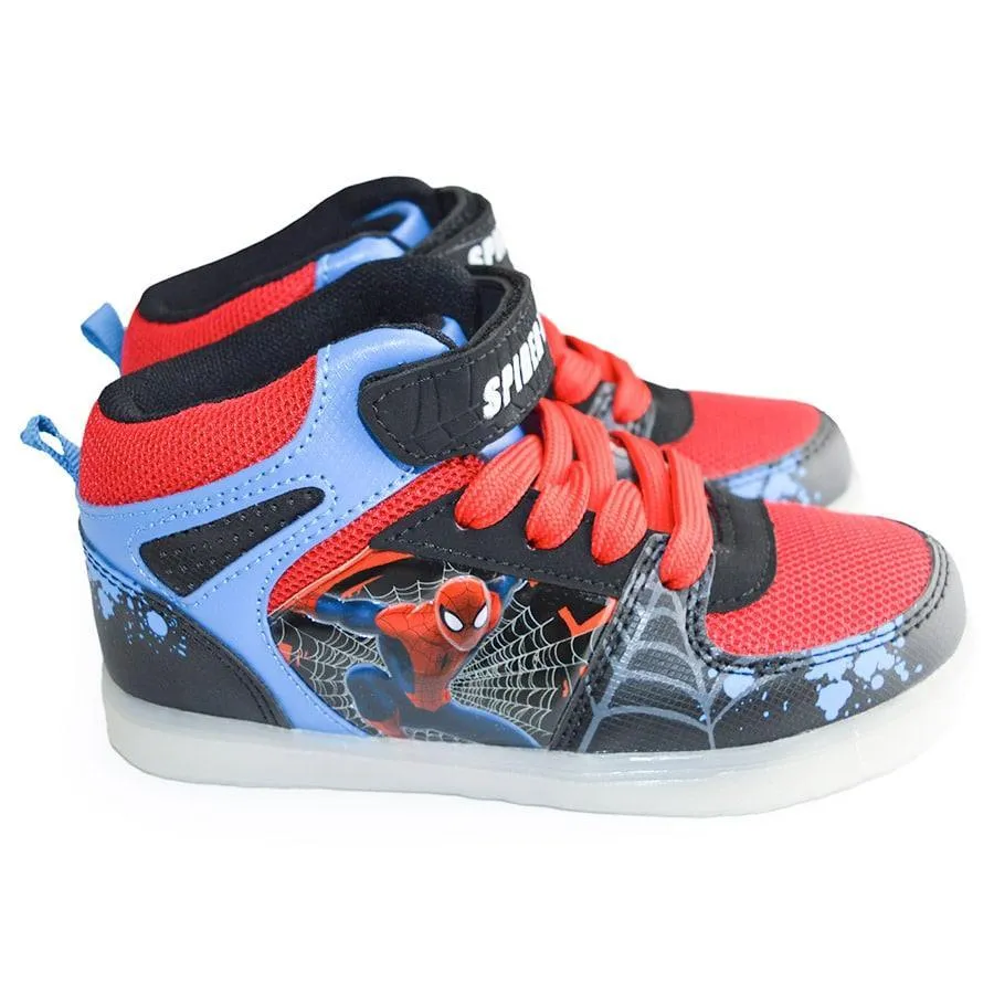 Kids Shoes Spider-Man Youth Boys High Top Light-up Sports Shoes