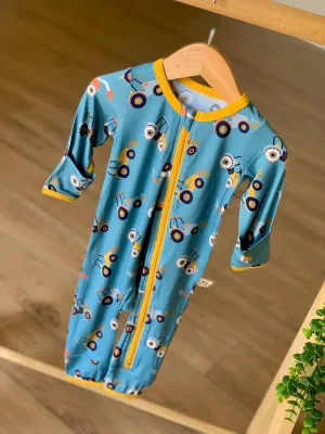 Kozi & Co Blue Tractors Coverall with Zipper