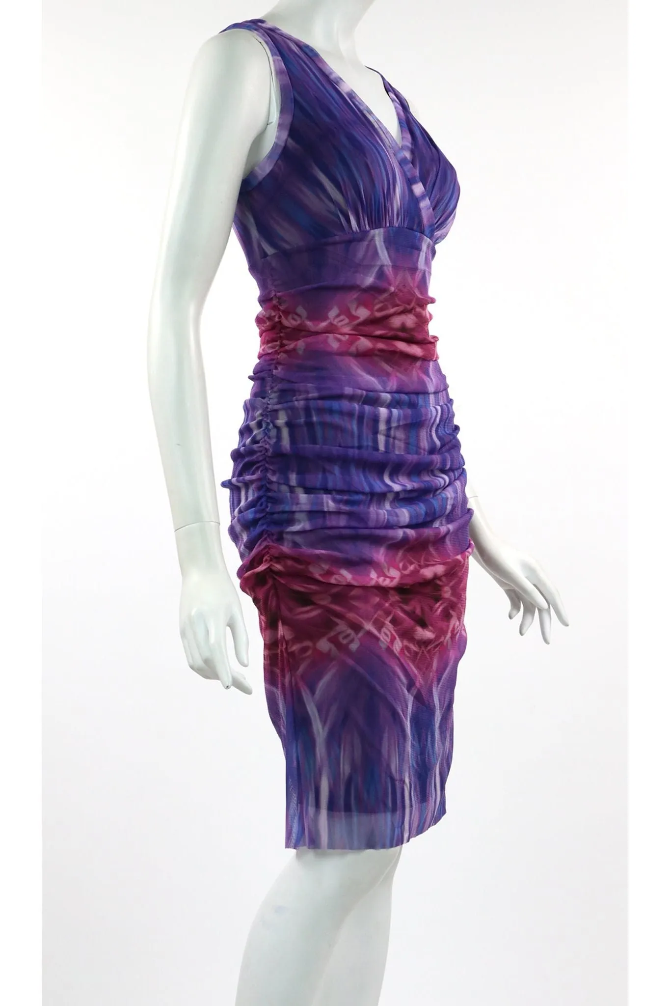 KRISTAL Sleeveless Empire Crossover Ruched Sheath Dress