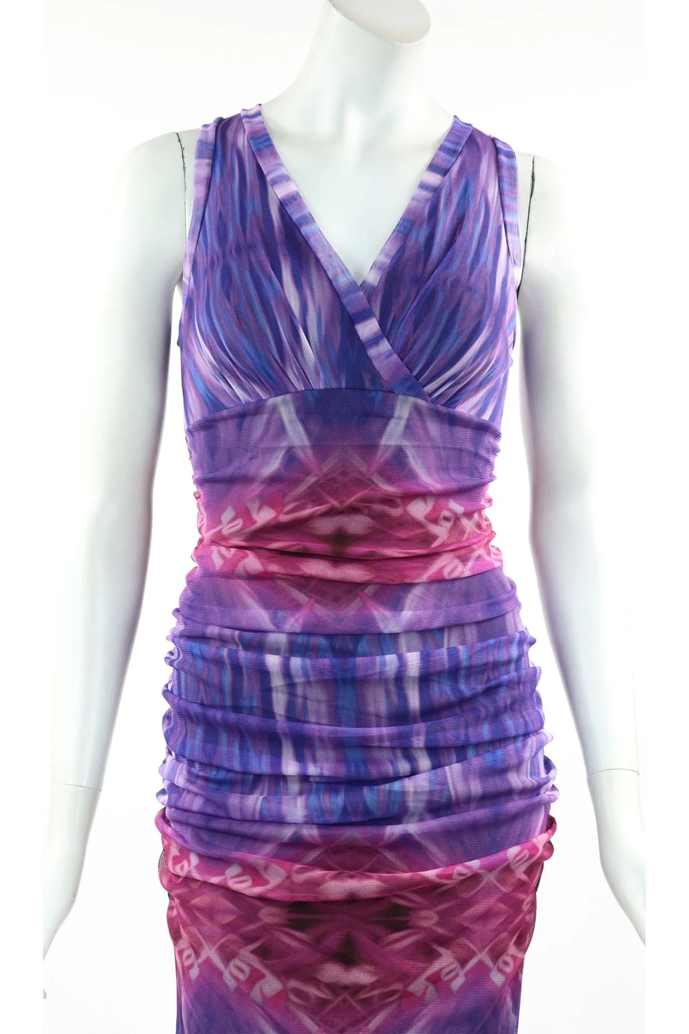 KRISTAL Sleeveless Empire Crossover Ruched Sheath Dress