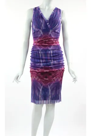 KRISTAL Sleeveless Empire Crossover Ruched Sheath Dress