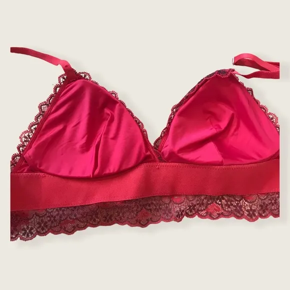 La Vie En Rose Flirty Pink Black Date Lace Scallop Bralet 2 Piece Lingerie Set
