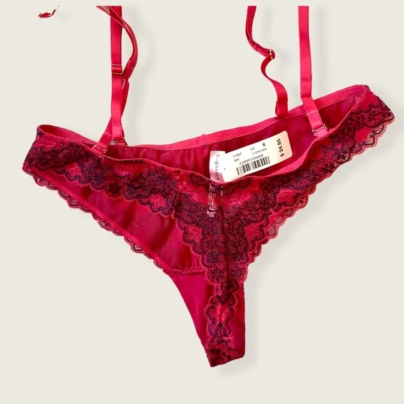 La Vie En Rose Flirty Pink Black Date Lace Scallop Bralet 2 Piece Lingerie Set