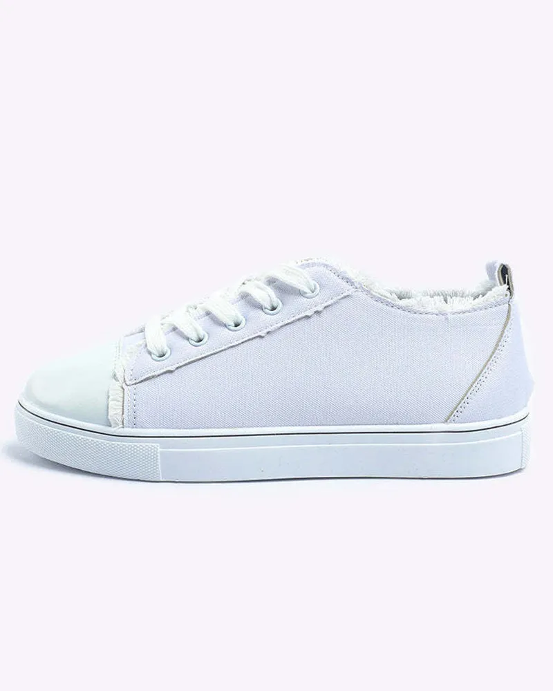 Lace up Raw Hem Canvas Sneakers