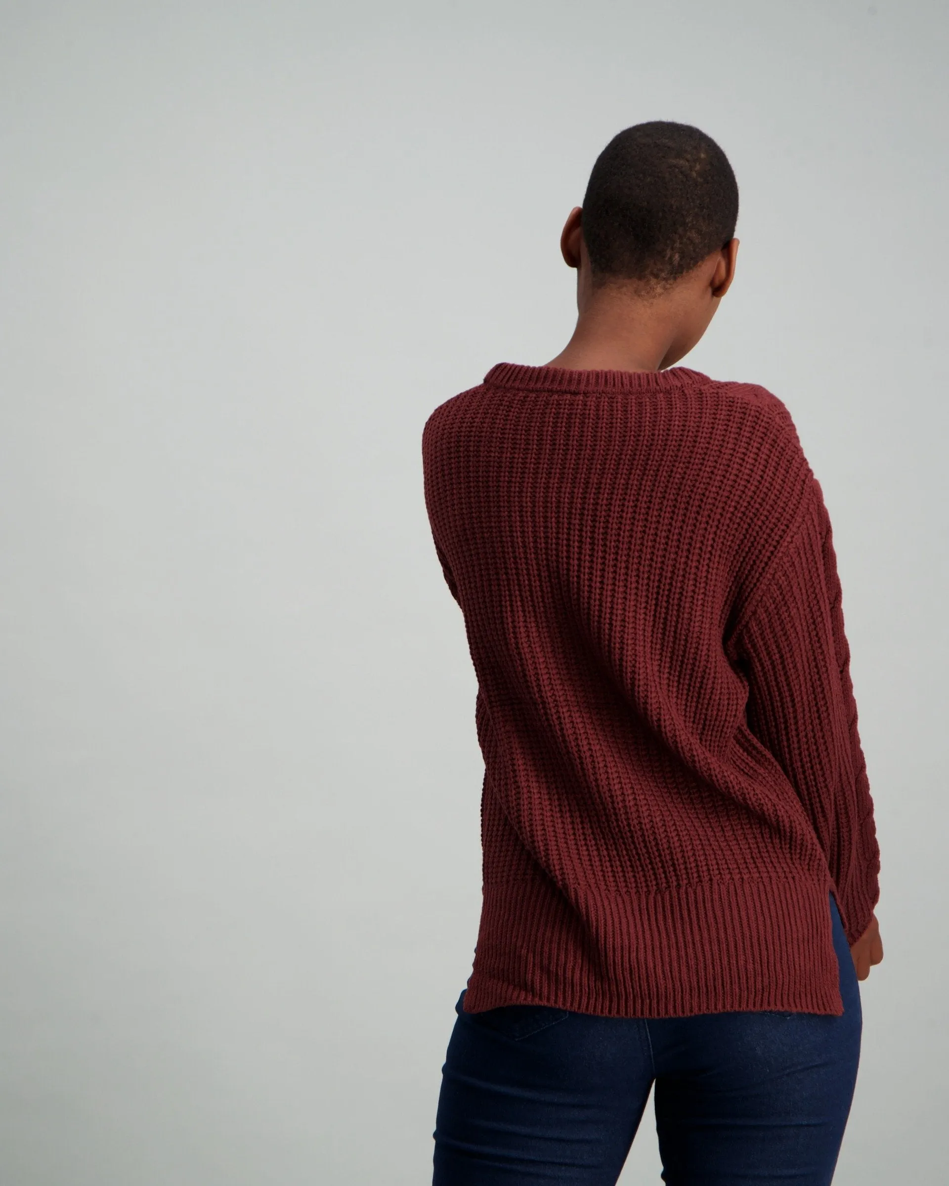 Ladies Balloon Sleeve Pullover - Burgundy