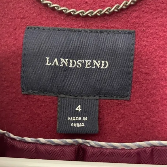 Lands’End Cashmere Wool Blend Peacoat | Maroon / Burgundy | Size 4