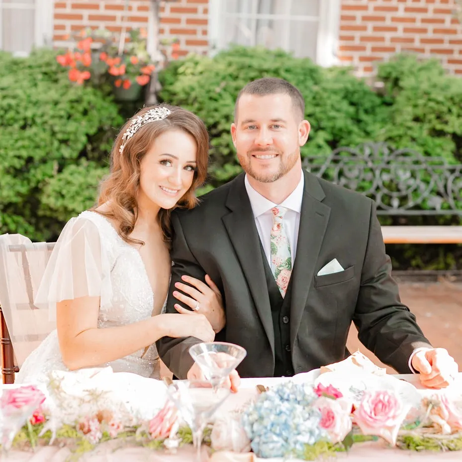 Light Blue and Dusty Rose Floral Tie