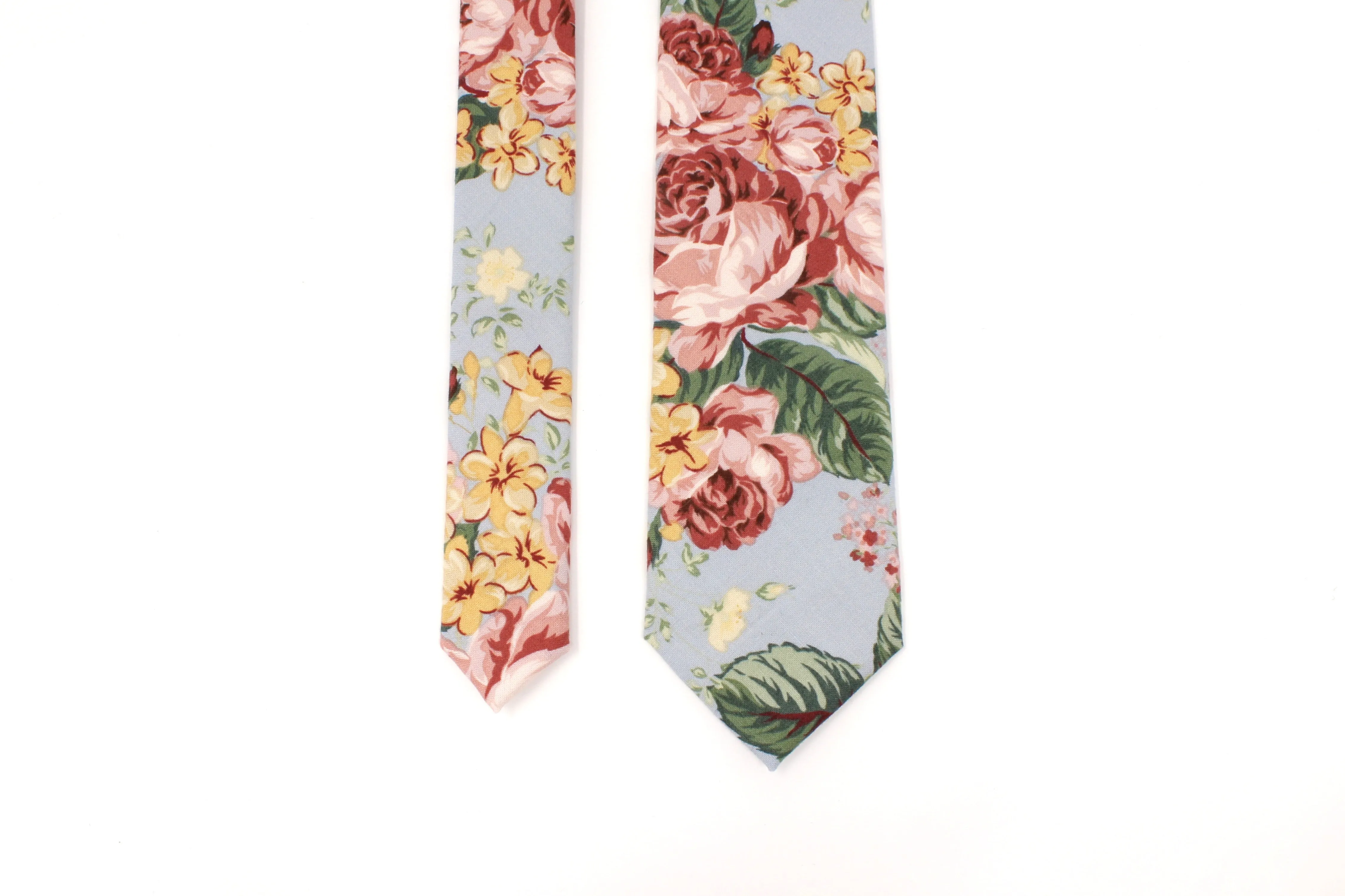 Light Blue and Dusty Rose Floral Tie