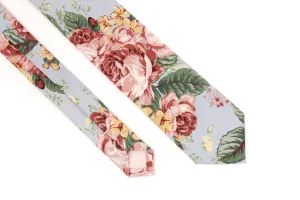 Light Blue and Dusty Rose Floral Tie